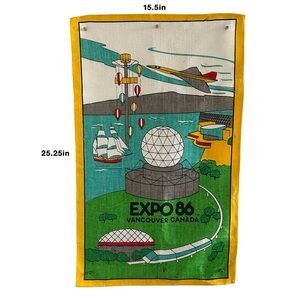 Vintage Expo 86 Vancouver World Exposition Linen Tea Towel — Canadian Souvenir